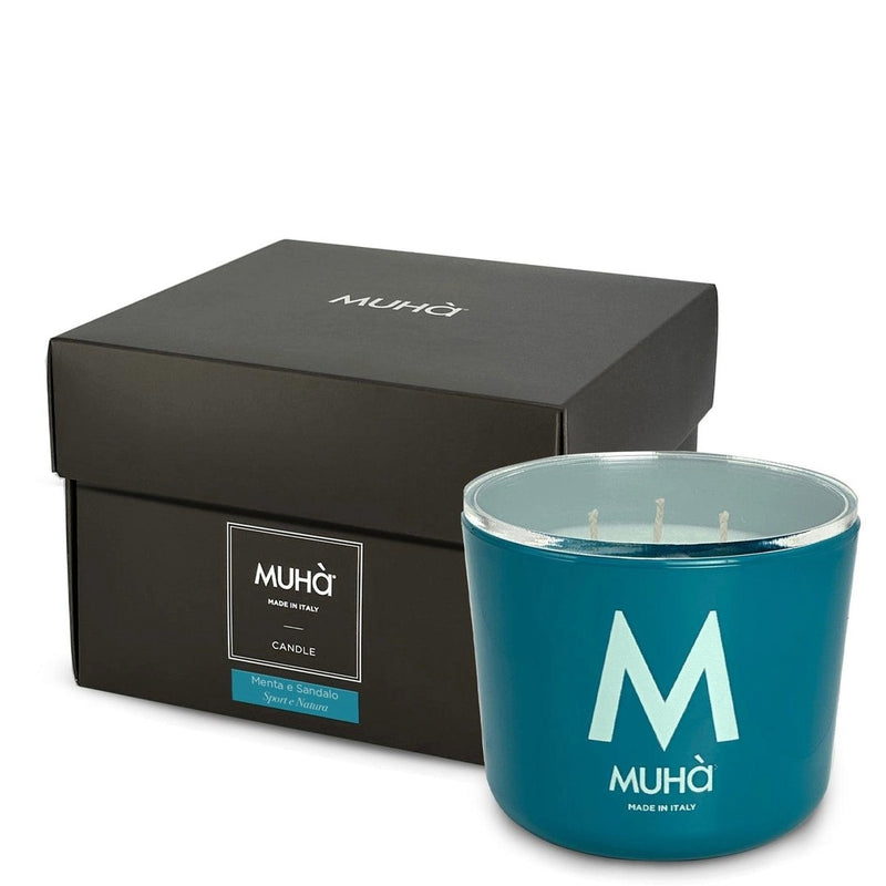 Muhà Candela Profumata Menta e Sandalo 270 g Ø8,9xH9,5 cm – Candela Aromatica Decorativa per la Casa e Idea Regalo