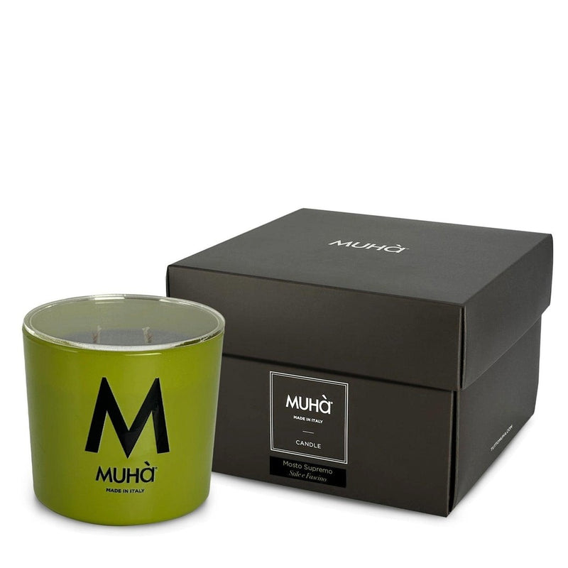 Muhà Candela Profumata Mosto Supremo 500 g Ø10,5xH11,9 cm – Candela Aromatica Decorativa per la Casa e Idea Regalo