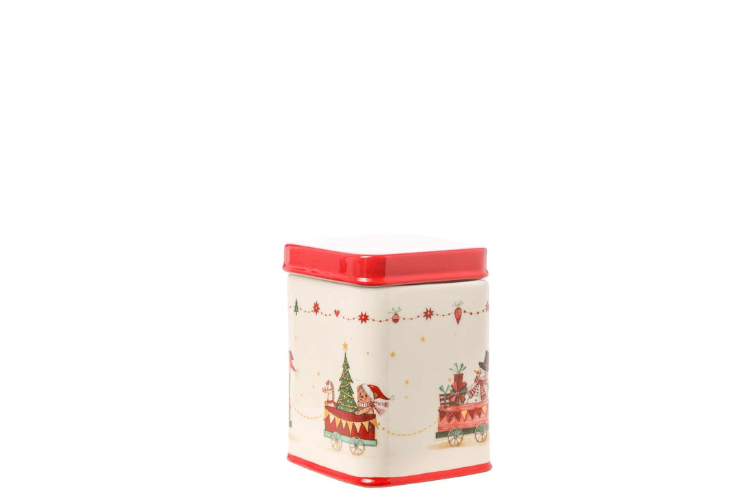 Contenedor Navideño Decorado ARPIMEX 9 x 9 x 12 Cm Blanco Rojo