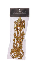 Collar Navideño ARPIMEX Perlas Plástico Ø 14 Mm 2,7 Mt Oro