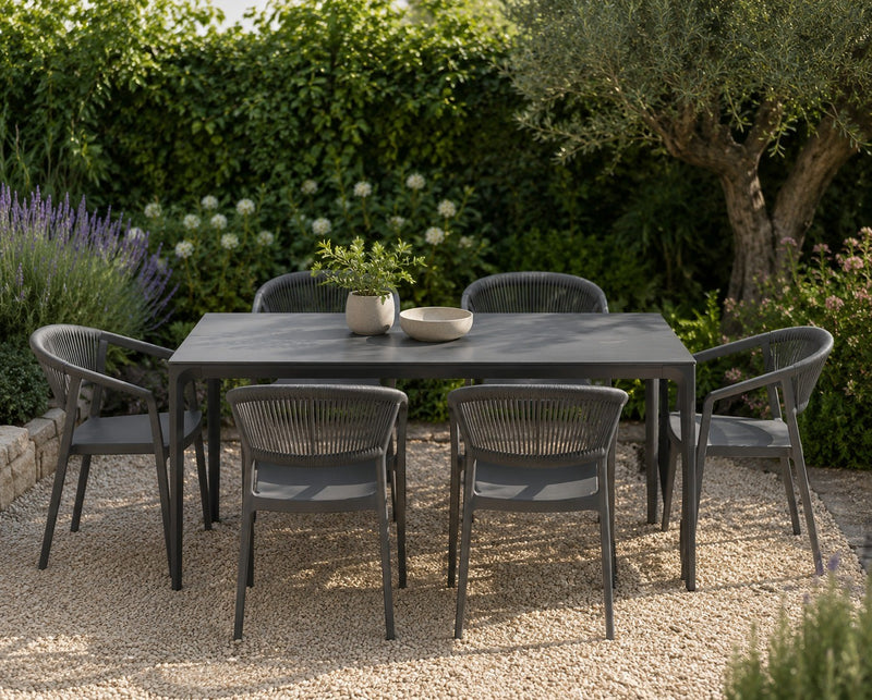 Mesa Exterior Moia Greenwood Alghero Antracita Gres Gris 180×90 cm