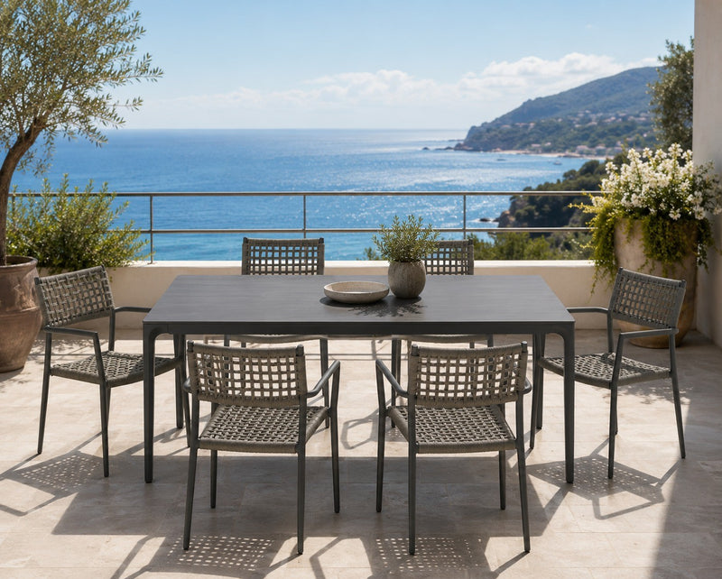 Mesa Exterior Moia Greenwood Alghero Antracita Gres Gris 180×90 cm