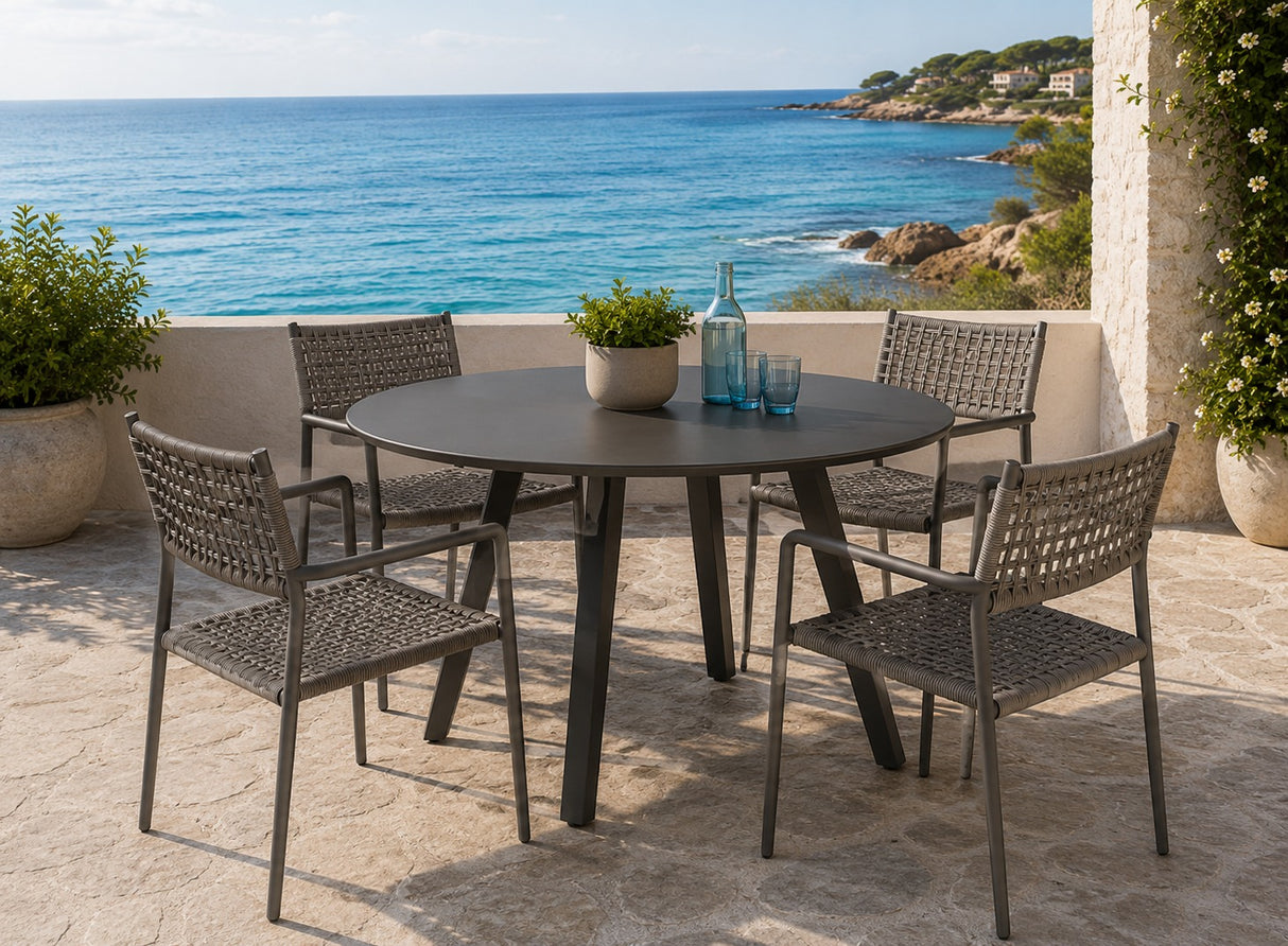 Moia Greenwood Mesa Redonda Alberese Aluminio Antracita Ø 120 cm