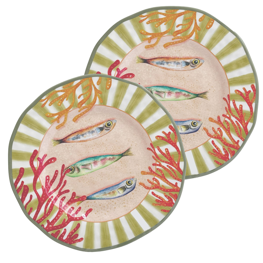 ROSE & TULIPANI Litorale Juego 2 Platos Llanos D 27 Cm Coral Alice Melamina