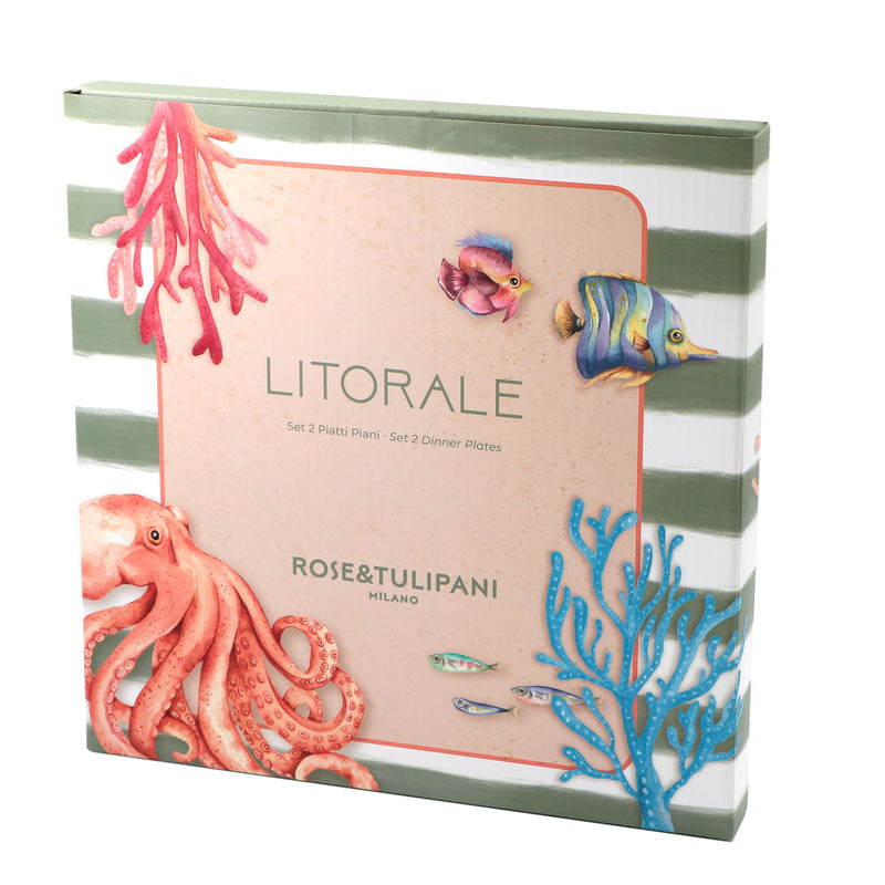 ROSE & TULIPANI Litorale Juego 2 Platos Llanos D 27 Cm Coral Alice Melamina