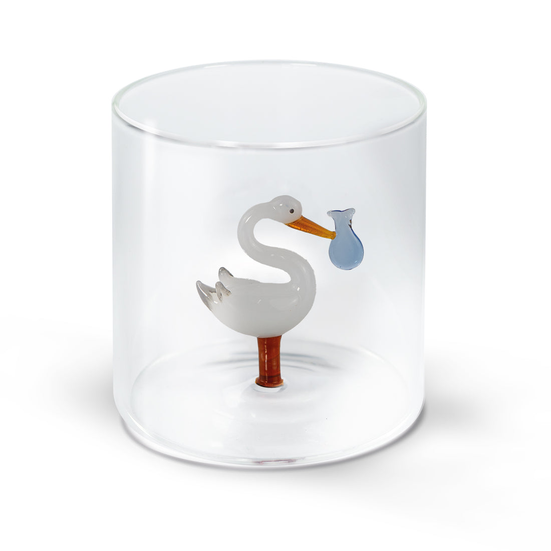 Vaso de Vidrio Borosilicato WD LifeStyle Cc 250 ml Decoración Cigüeña Fagotto Azul