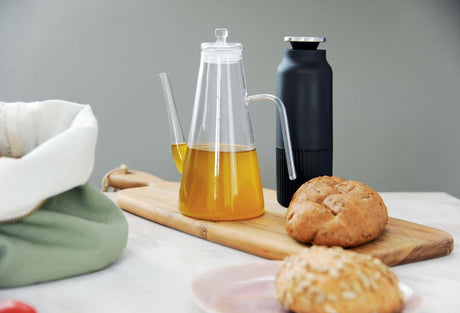 WD LifeStyle Aceitera/Oletera en Vidrio Borosilicato 400 ml – Dosificador para Aceite y Vinagre de Mesa