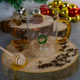 Taza WD LifeStyle Vidrio Borosilicato Cc 420 Ml Decoración Guirnalda Navideña