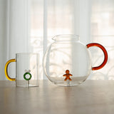 Taza WD LifeStyle Vidrio Borosilicato Cc 420 Ml Decoración Guirnalda Navideña