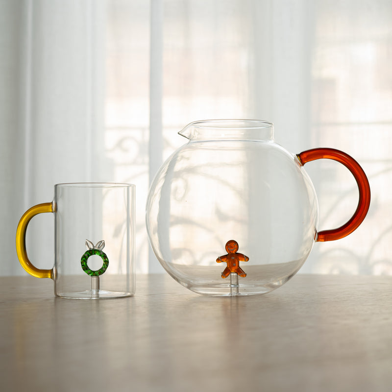 Taza WD LifeStyle Vidrio Borosilicato Cc 420 Ml Decoración Guirnalda Navideña