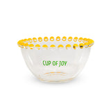 WD LifeStyle Set 2 Cuencos 500 Ml en Cristal Decoración "Cup of joy" y "Cup of peace" Amarillo Verde