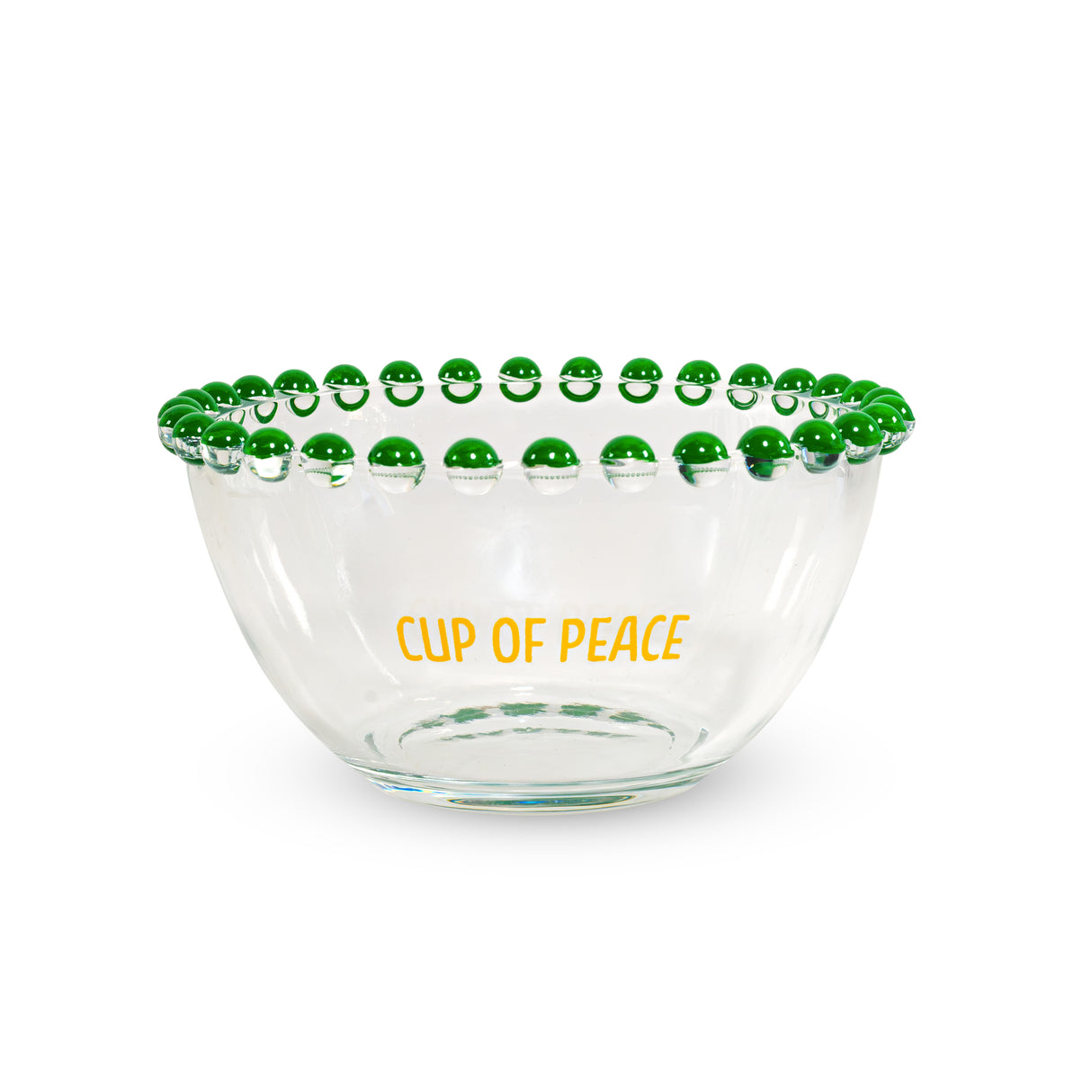 WD LifeStyle Set 2 Cuencos 500 Ml en Cristal Decoración "Cup of joy" y "Cup of peace" Amarillo Verde