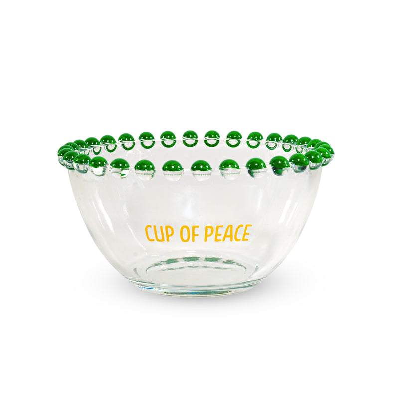 WD LifeStyle Set 2 Cuencos 500 Ml en Cristal Decoración "Cup of joy" y "Cup of peace" Amarillo Verde