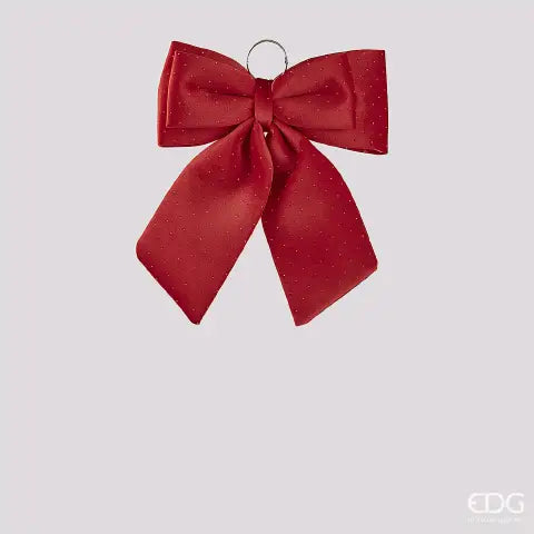 EDG Enzo De Gasperi Fiocco Natalizio in Velluto Rosso con Brillanti H40x30 cm – Decorazione di Natale
