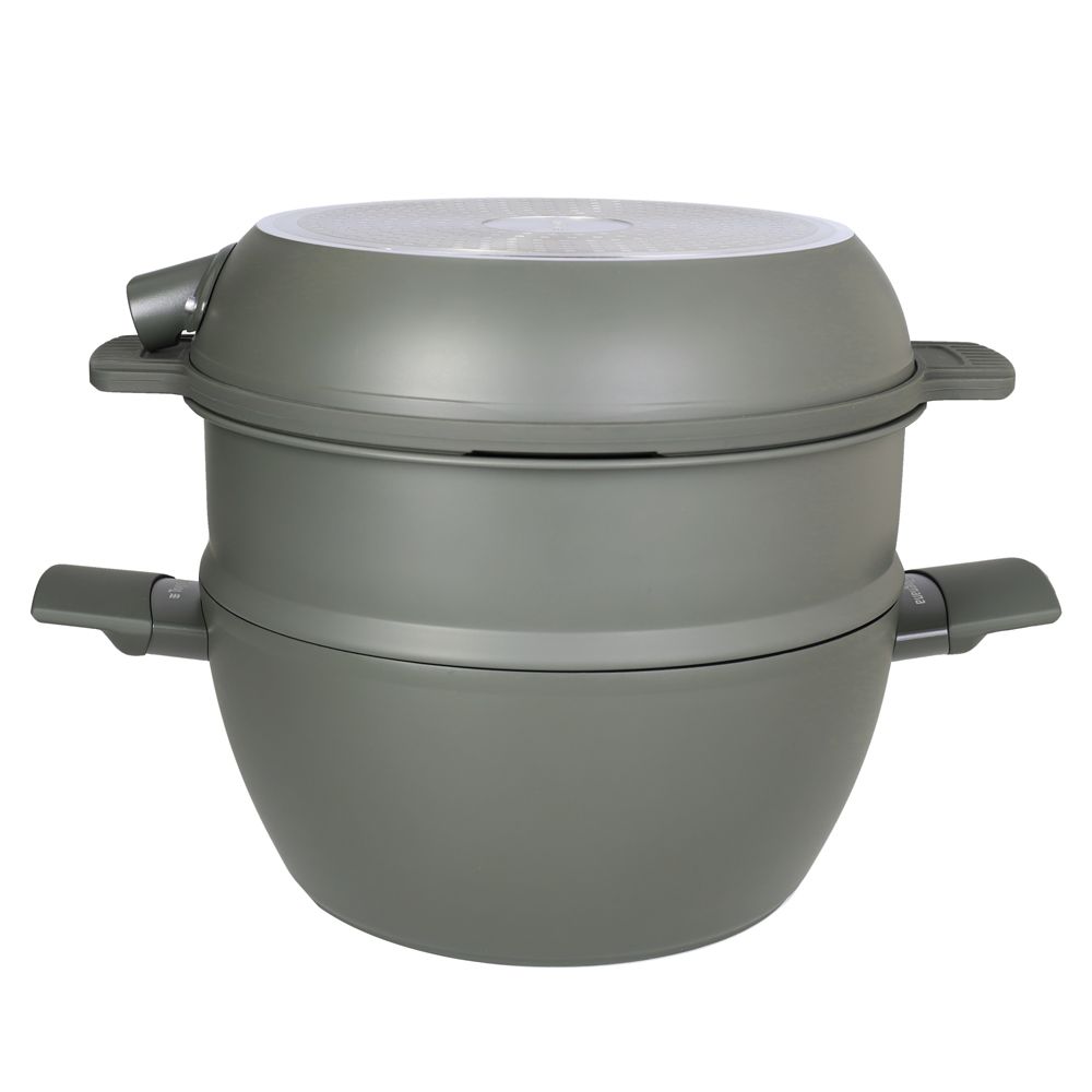 Tognana Batteria di Pentole 11 Pezzi Modulo  Military Green in Alluminio Beige – Set Pentole e Casseruole per la Cucina