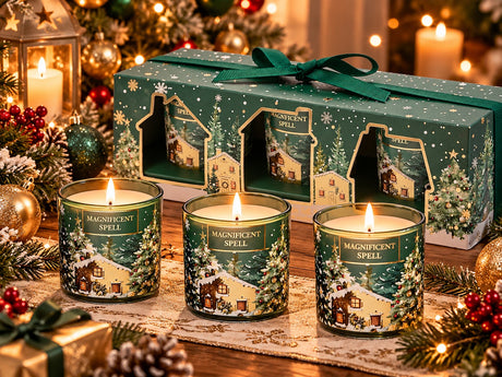 EDG Enzo De Gasperi Set 3 Velas Noel Perfumadas al Cardamomo H6 Ø5 cm – Velas Navideñas