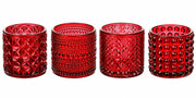 ARPIMEX Frascos de Vidrio Portavelas D 7 Cm H 6,8 Cm Rojo Mix 4 Uds