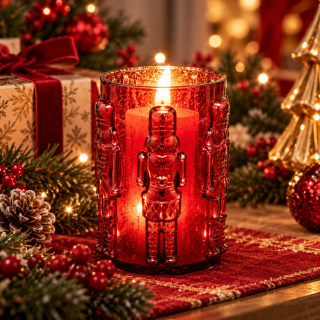 EDG Enzo De Gasperi Jarrón Soldatino Cilindro Rojo H25 Ø15 cm – Decoración de Navidad