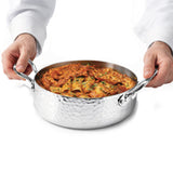 AGNELLI Cacerola Baja Martillada Aluinox 3 Ply 24x9,5 Cm con 2 Asas en Acero Inoxidable