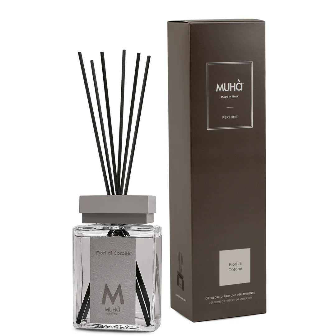 Muhà Luxe Perfume Difusor Ambiente con Varillas Flores de Algodón 200 Ml