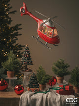EDG Enzo De Gasperi Decoración Navideña Helicóptero Alt 23 Cm Long 47 Cm Anch 10,5 Cm Música Mov. Led Rojo