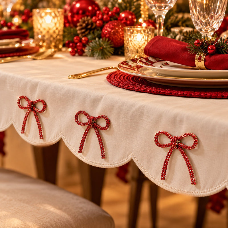 Piovaccari Lazo Navideño Bows with Diamonds Rojo 6,5xH7 cm – Lazo Decorativo con Diamantes para Árbol de Navidad, Adornos y Envoltorios de Regalo