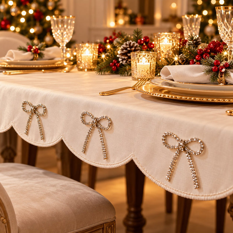 Piovaccari Lazo Navideño Bows with Diamonds Plata 6,5xH7 cm – Lazo Decorativo con Diamantes para Árbol de Navidad, Adornos y Envoltorios de Regalo