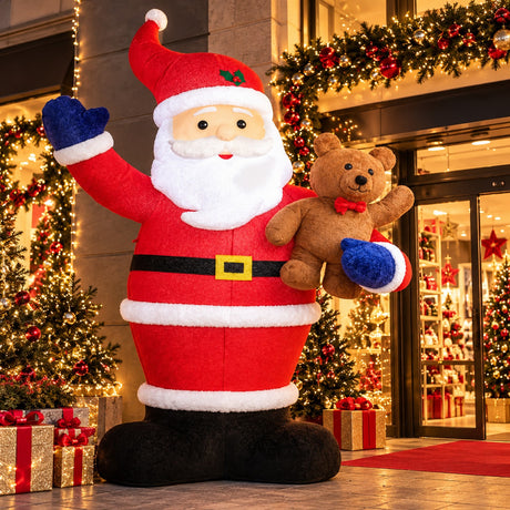 EDG Enzo De Gasperi Papá Noel Hinchable con Osito LED White Red H380 Ø230 cm – Decoración de Navidad