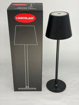 L'Arcolaio Lámpara LED Touch Recargable H 38 cm 10 x 10 cm IP54 Round Pro Negra