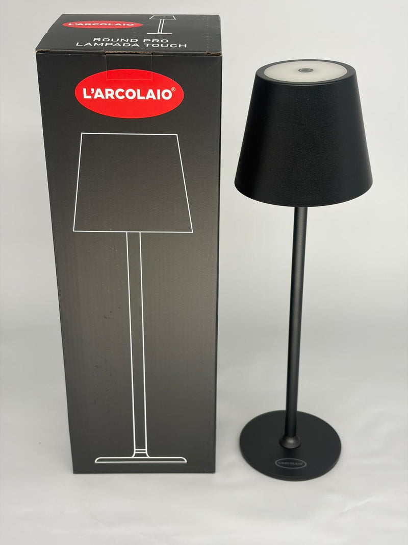 L'Arcolaio Lámpara LED Touch Recargable H 38 cm 10 x 10 cm IP54 Round Pro Negra
