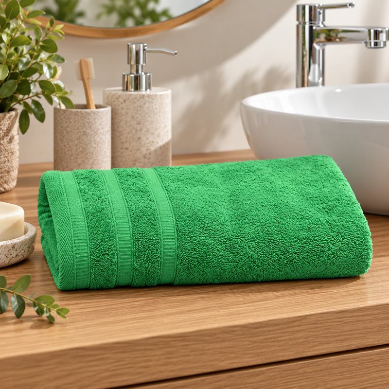 Androni Giocattoli Toalla de Invitados de Rizo Lisa Verde Oscuro – Toalla de Baño Suave y Absorbente