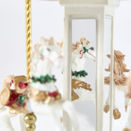 EDG Enzo De Gasperi Carillón Caballos Tiovivo H25 Blanco y Rojo Navidad