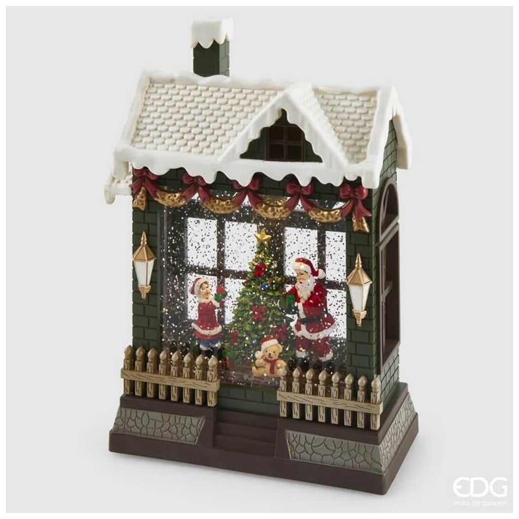 EDG Enzo De Gasperi Diorama Casita Navideña LED H26 cm con Música y Movimiento – Decoración Navideña