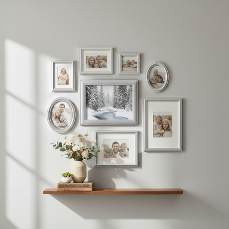 Composizione gallery wall cornici multiple