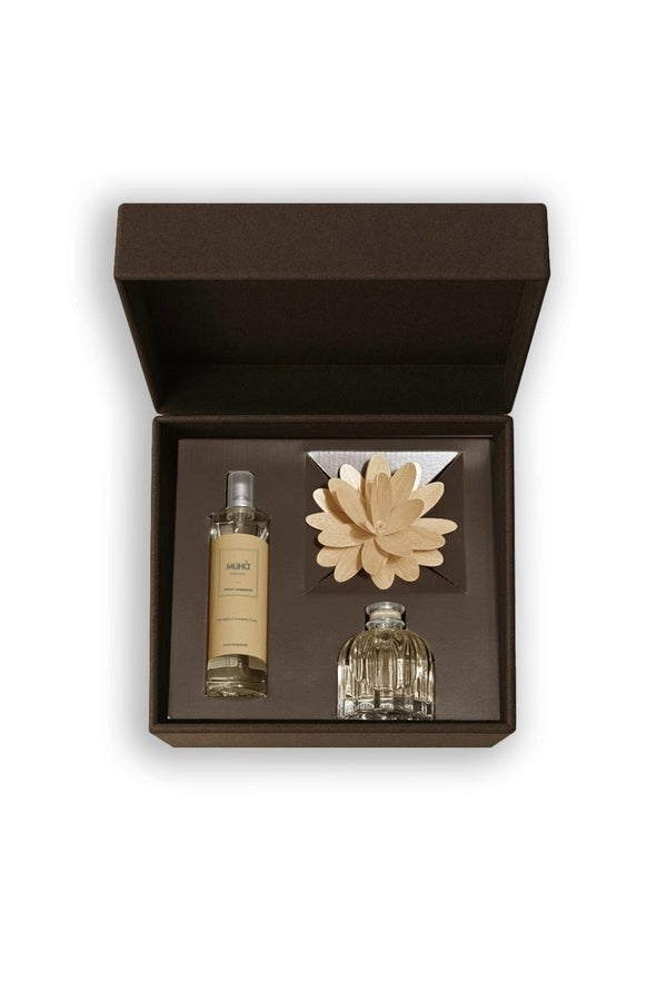 Muhà Confezione Regalo Diffusore Flower Vaniglia + Spray 100 ml – Idea Regalo Natale