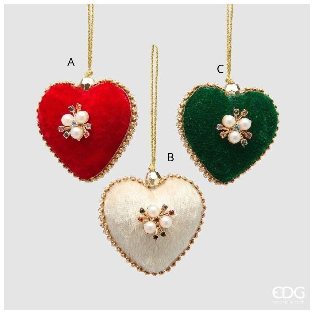 EDG Enzo De Gasperi Addobbo Cuore Elizabeth Assortito Multicolor Ø6 cm 1 Pz – Decorazione di Natale