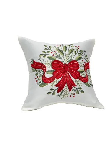 Bizzotto Cuscino Anderson Bianco-Rosso 45x45 per Arredo Casa Natale