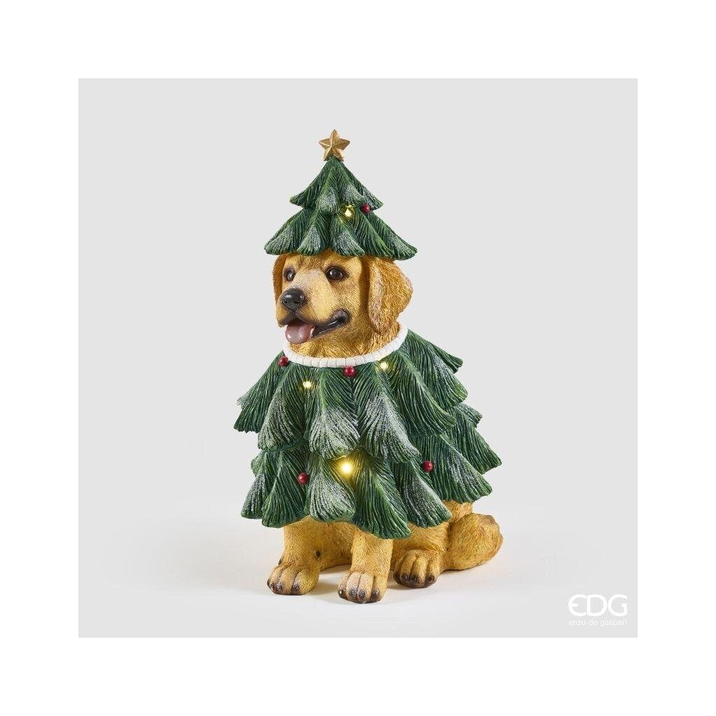 EDG Enzo De Gasperi Perro con Pino LED H57x36x34 cm Verde Mix – Decoración Navideña Luminosa
