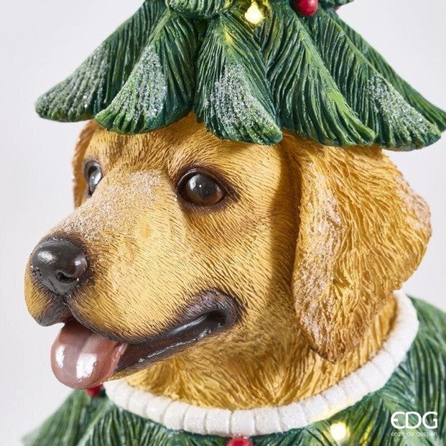 EDG Enzo De Gasperi Perro con Pino LED H57x36x34 cm Verde Mix – Decoración Navideña Luminosa