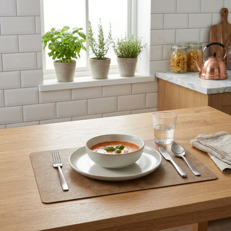 Versa Mantel Individual Beige 30x45 cm de PVC – Mantel Individual de Mesa Práctico y Lavable