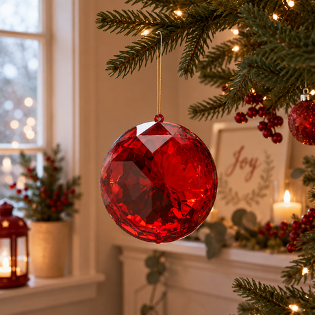 EDG Enzo De Gasperi Adorno Diamante Redondo Navideño para Colgar D 10 Cm A 4,5 Cm Pp Rojo