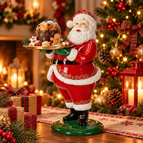 Bizzotto Papá Noel Scott Stand con Bandeja H 61,2 Cm 29 x 40 Cm Poliresina Rojo