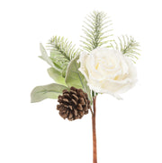 ARPIMEX Pick Natale Rosa e Pigna Innevata 25 Cm Bianco