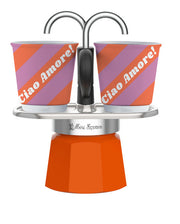 Bialetti Set Mini Moka Express con 2 Tazas Blanco Naranja
