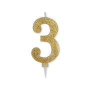 Gran Fiesta Velita Número 3 Max Cera Sweety Oro Glitter