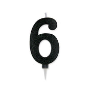 Gran Vela de Fiesta Número 6 Max Cera Sweety Negro Glitter