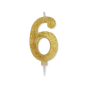 Gran Vela de Fiesta Número 6 Max Cera Sweety Oro Glitter