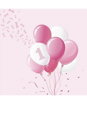 Bigiemme Servilleta Cumpleaños Globos 33 x 33 cm Rosa Paq 20 Uds