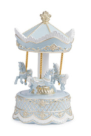 Bizzotto Carillón Darling de Navidad Carrusel con Caballos H 22,9 Cm Ø 12,4 Cm Azul