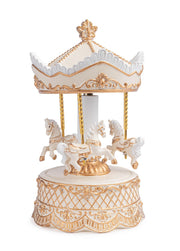 Bizzotto Carillón Darling de Navidad Tiovivo con Caballos Alt 22,9 Cm D 12,4 Cm Beige